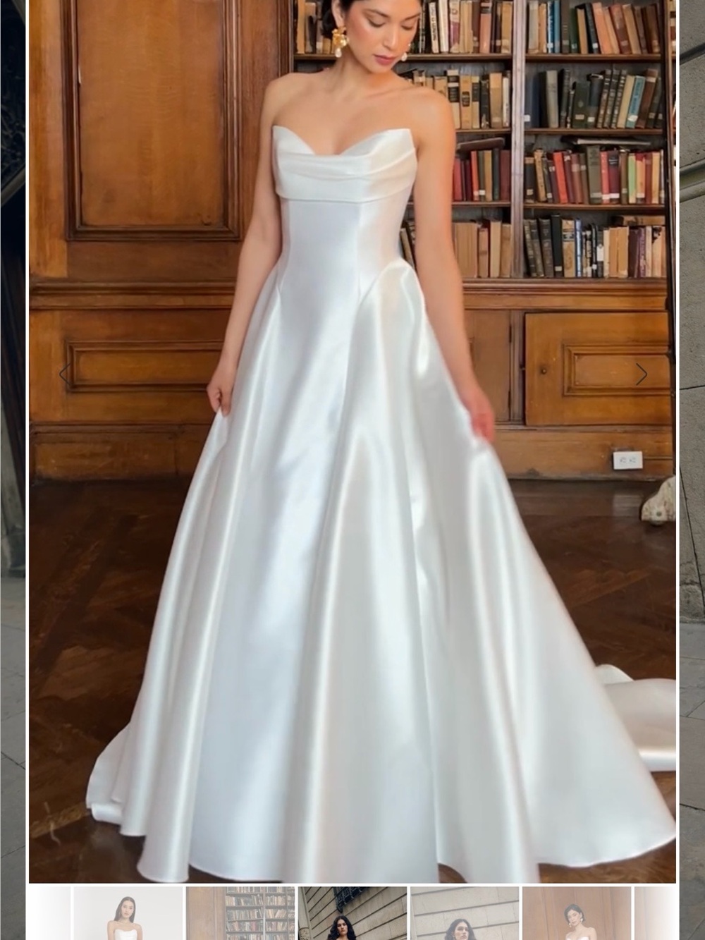 Jenny Yoo Satin Strapless White Ball Gown